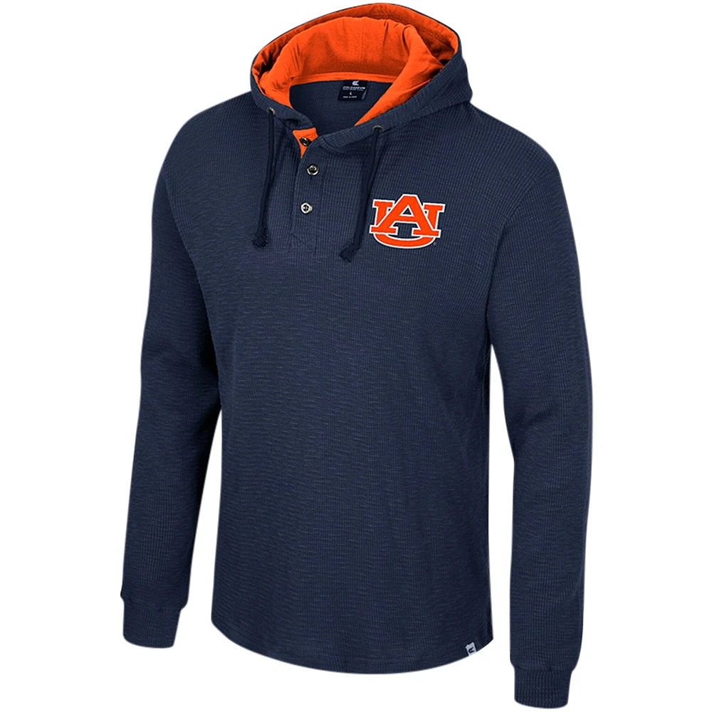 T-shirt à capuche thermique affirmatif pour hommes Colosseum Navy Auburn Tigers manches longues