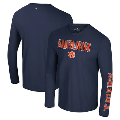 T-shirt à manches longues Colosseum Navy Auburn Tigers Color Pop Active Blend 2-Hit pour hommes