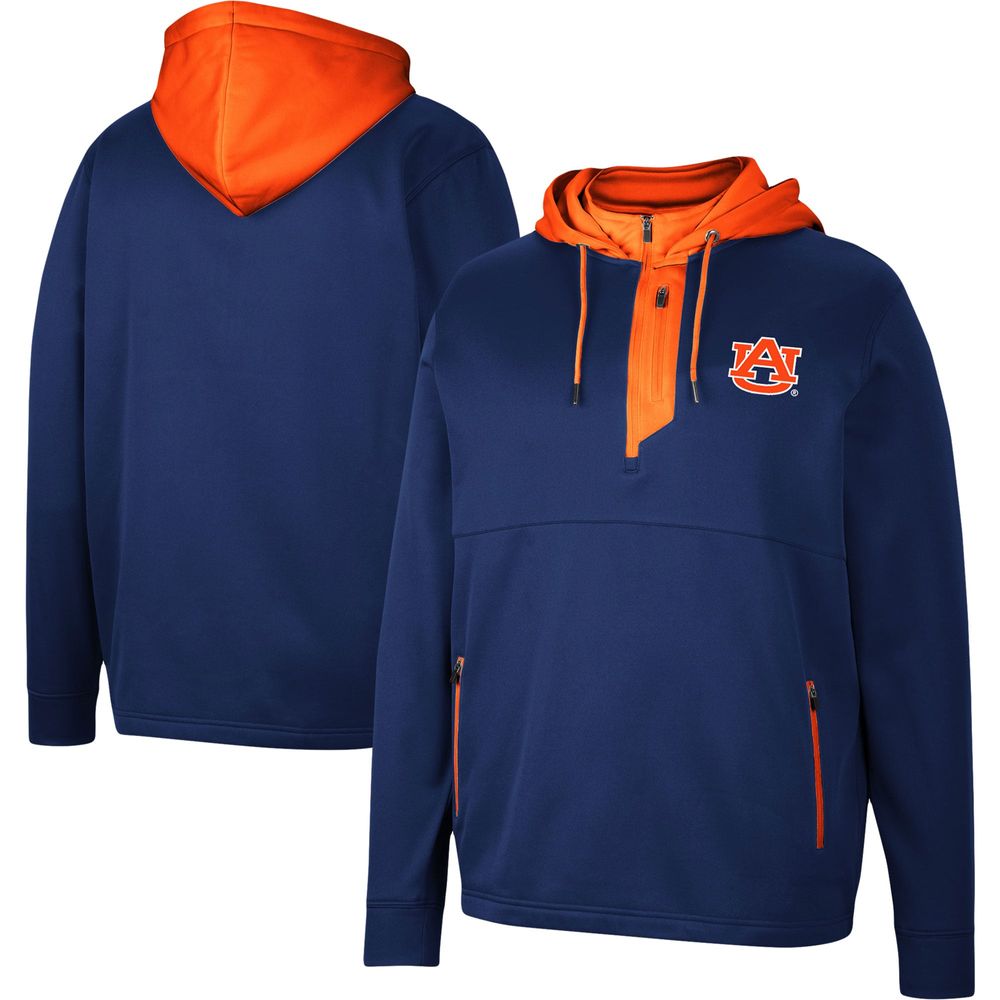 Men's Colosseum Navy Auburn Tigers Luge 3.0 Quarter-Zip Hoodie