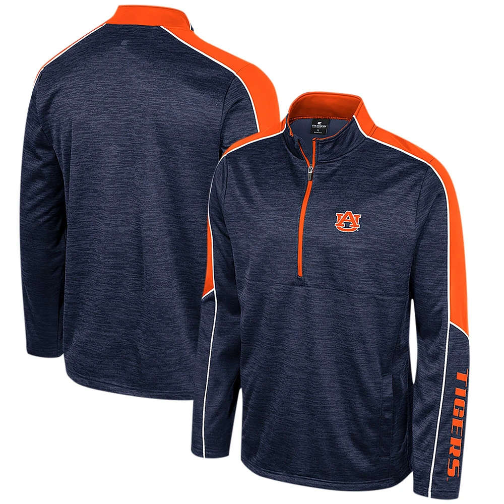 Men's Colosseum Navy Auburn Tigers Marled Half-Zip Jacket