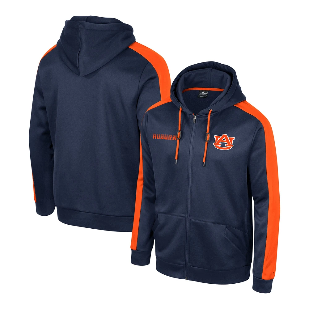 Sweat à capuche entièrement zippé Colosseum Navy Auburn Tigers Reese pour homme