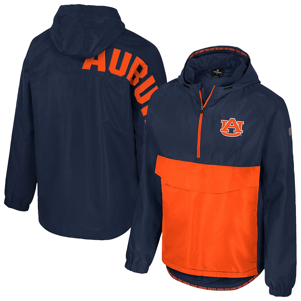 Veste anorak demi-zipée Colosseum Navy Auburn Tigers Reloaded pour homme