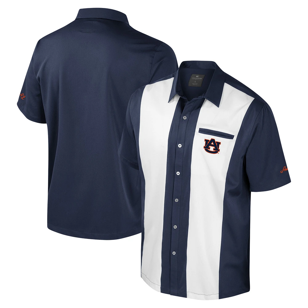 Chemise boutonnée de bowling Auburn Tigers Strike pour homme, bleu marine, Colosseum