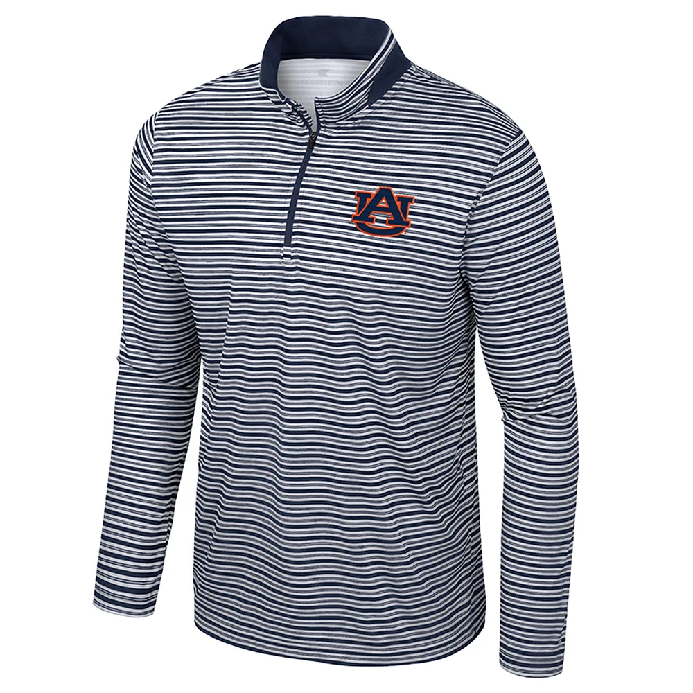 Men's Colosseum Navy Auburn Tigers Striped Quarter-Zip Top
