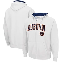 Men's Colosseum White Auburn Tigers Arch & Logo 3.0 Full-Zip Hoodie