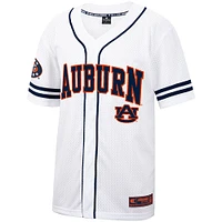 Maillot de baseball boutonné en maille Free Spirited Colosseum White Auburn Tigers pour hommes