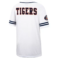 Men's Colosseum White Auburn Tigers Free Spirited Mesh Button-Up Baseball Jersey