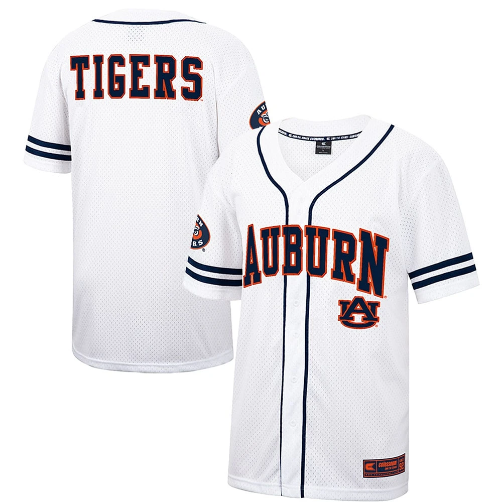 Maillot de baseball boutonné en maille Free Spirited Colosseum White Auburn Tigers pour hommes