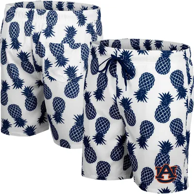 Men's Colosseum White Auburn Tigers Pineapples Swim Shorts