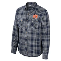 Men's Colosseum x Wrangler  Navy Auburn Tigers Plaid Western Long Sleeve Full-Snap Shirt