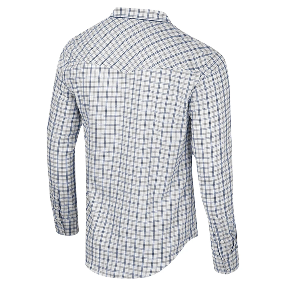 Men's Colosseum x Wrangler White Auburn Tigers Plaid Window Pane Long Sleeve Full-Snap Shirt