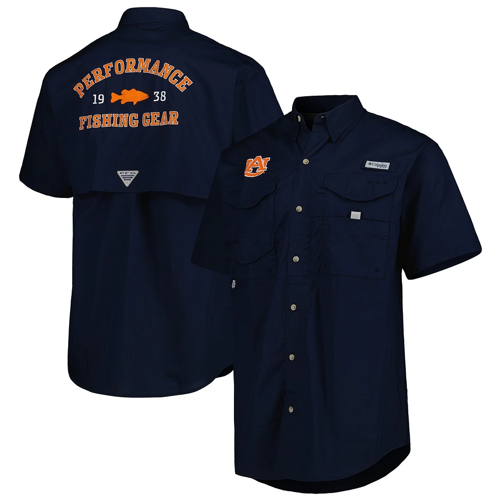 Chemise boutonnée Columbia Navy Auburn Tigers Bonehead pour homme