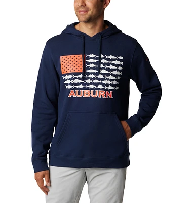 Men's Columbia Navy Auburn Tigers PFG Fish Flag II Pullover Hoodie