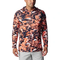 T-shirt à capuche manches longues pour homme Columbia Navy Auburn Tigers PFG Terminal Tackle Omni-Shade Rippled