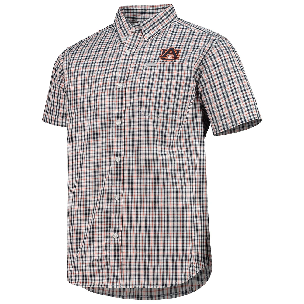 Men's Columbia Navy Auburn Tigers Rapid Rivers Logo Button-Down Shirt