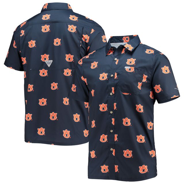 Chemise boutonnée pour homme Columbia Navy Auburn Tigers Super Slack Tide Omni-Shade