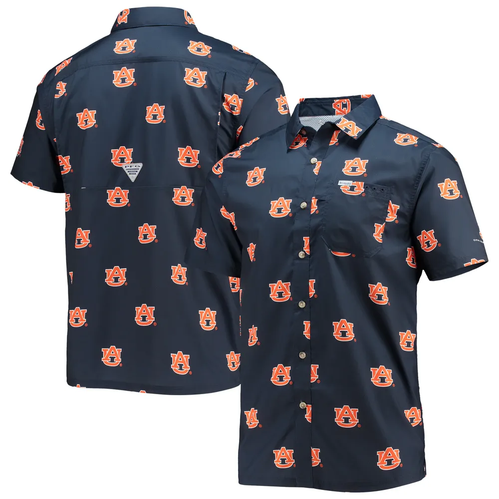 Auburn Tigers Columbia Super Slack Tide Omni-Shade Button-Up Shirt - Navy