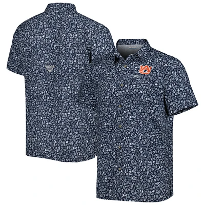 Chemise boutonnée Columbia Navy Auburn Tigers Super Slack Tide Omni-Shade Team pour homme