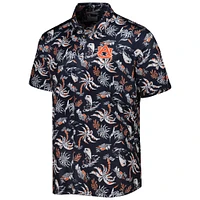 Men's Columbia Navy Auburn Tigers Super Terminal Tackle Omni-Shade Polo