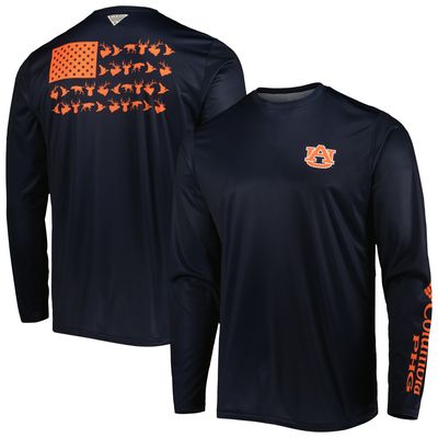 Men's Columbia Navy Auburn Tigers Terminal Shot Omni-Shade Omni-Wick Long Sleeve T-Shirt