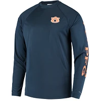 Men's Columbia Navy Auburn Tigers Terminal Tackle Omni-Shade Raglan Long Sleeve T-Shirt