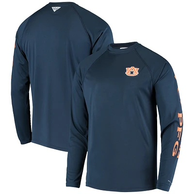 T-shirt à manches longues Columbia Navy Auburn Tigers Terminal Tackle Omni-Shade Raglan pour homme