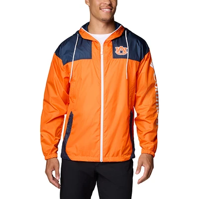 Coupe-vent entièrement zippé Columbia Orange Auburn Tigers Flash Challenger II Omni-Shade pour homme