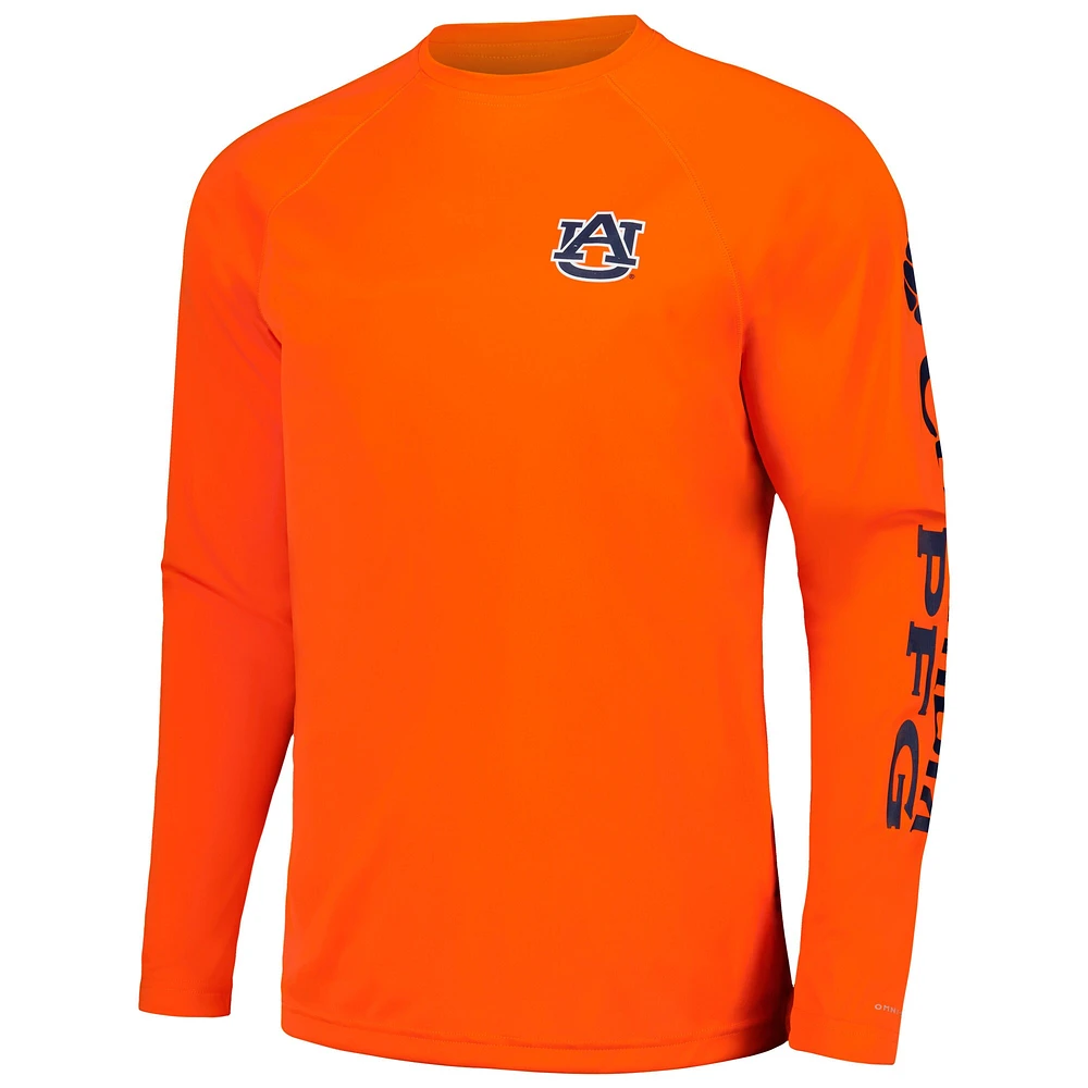 T-shirt à manches longues Columbia Orange Auburn Tigers Terminal Tackle Omni-Shade Raglan pour homme