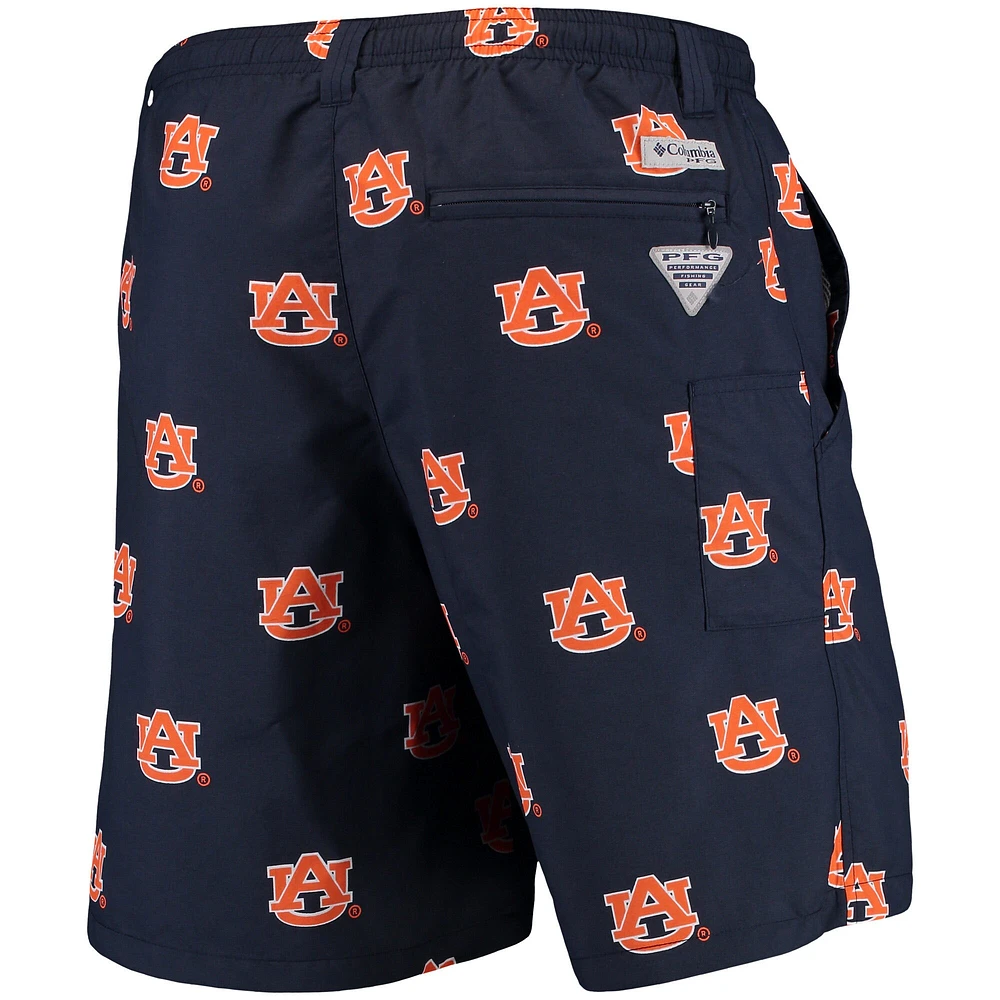Men's Columbia PFG Navy Auburn Tigers Backcast II 8" Omni-Shade Hybrid Shorts