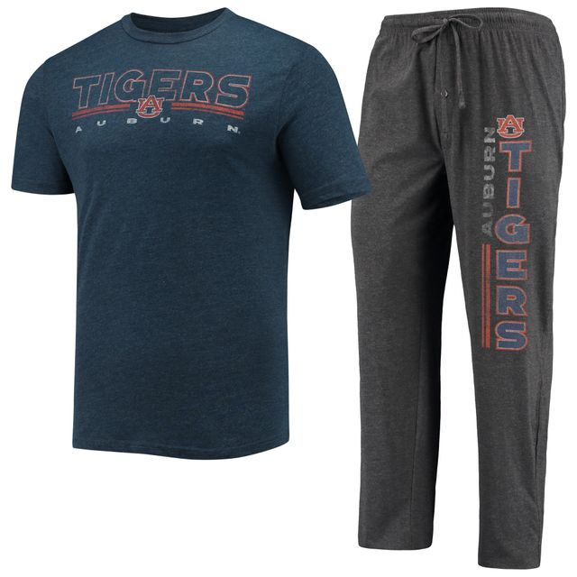 Concepts Sport T-shirt et pantalon à mètre Tigres anthracite chiné/bleu marine Auburn pour homme