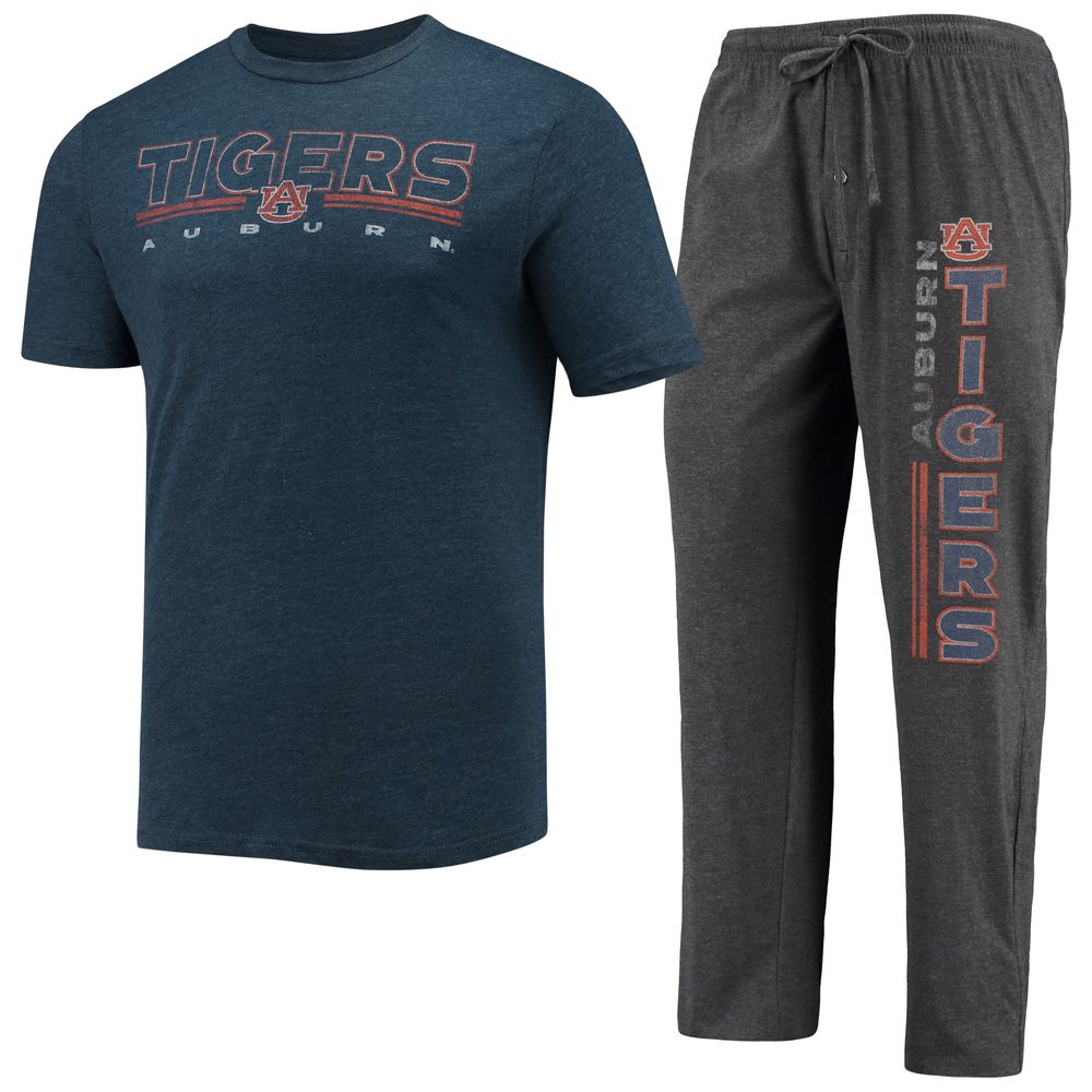 Men's Concepts Sport Heathered Charcoal/Navy Auburn Tigers Meter T-Shirt & Pants Sleep Set