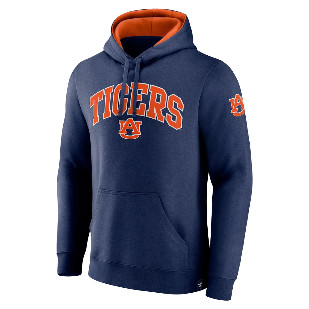 Men's Fanatics Navy Auburn Tigers Arch & Logo Tackle Twill Pullover Hoodie