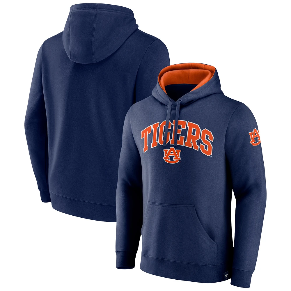 Men's Fanatics Navy Auburn Tigers Arch & Logo Tackle Twill Pullover Hoodie