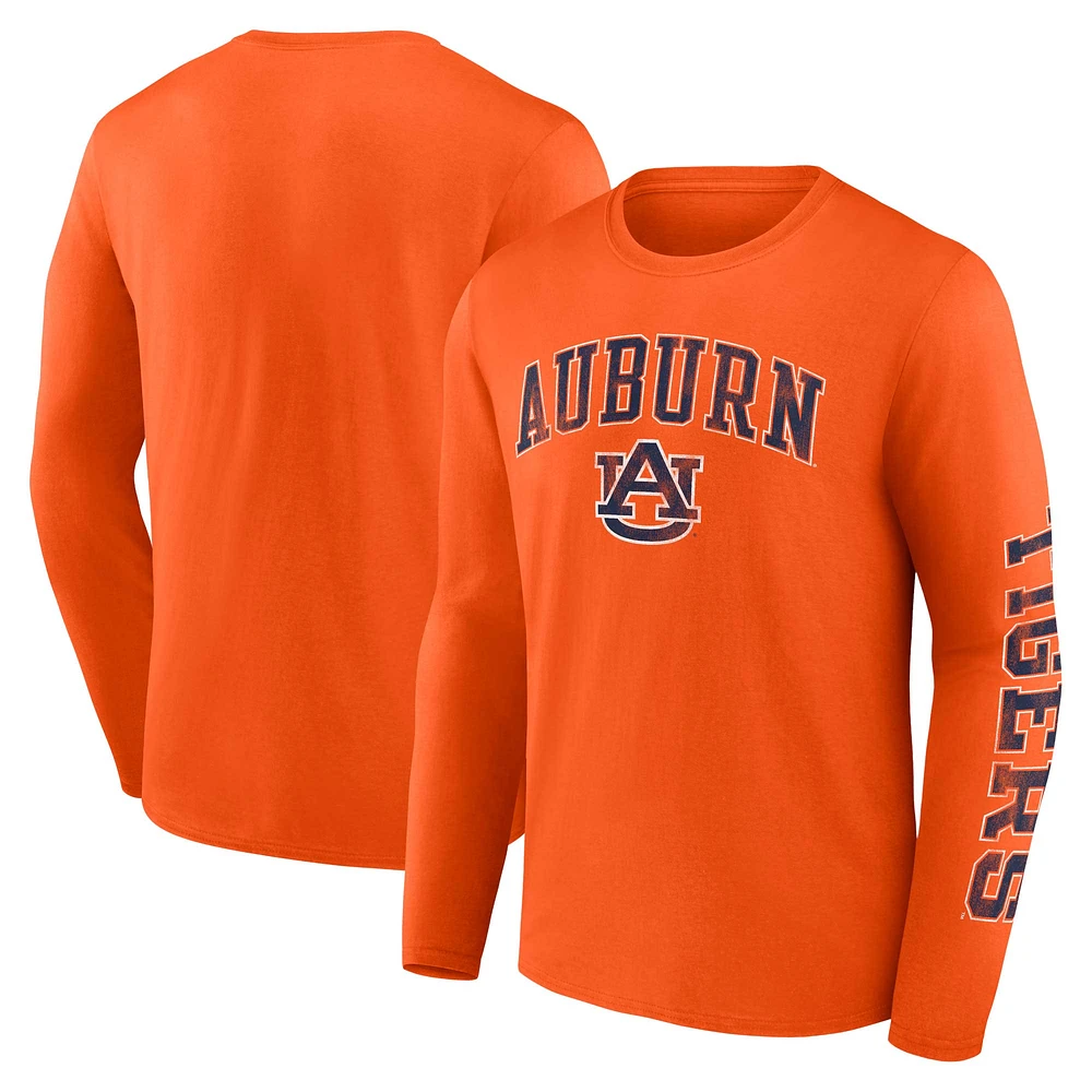 T-shirt à manches longues avec logo Fanatics Orange Auburn Tigers pour hommes