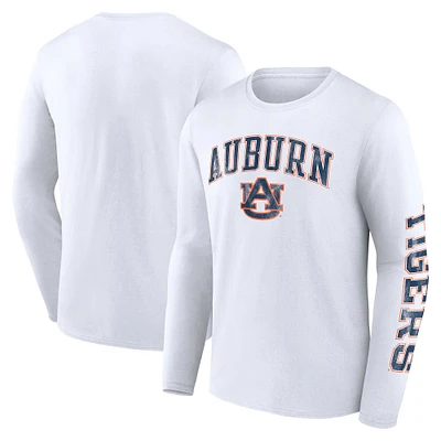 T-shirt à manches longues Fanatics pour hommes, blanc, Auburn Tigers, en détresse, avec logo