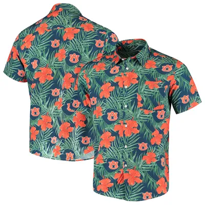 Auburn Tigers Floral Button-Up Shirt - Navy