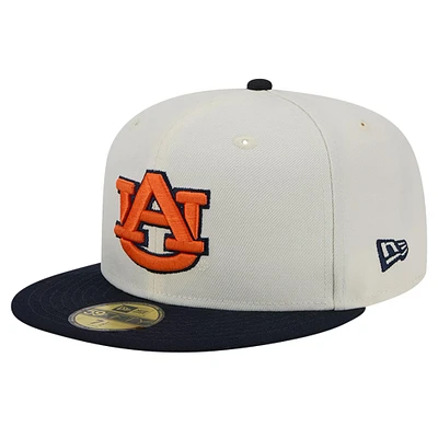 Casquette ajustée vintage 59FIFTY Auburn Tigers New Era pour hommes, blanc chromé