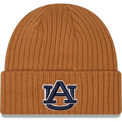 Bonnet en tricot à revers classique pour homme Auburn Tigers Core New Era marron clair