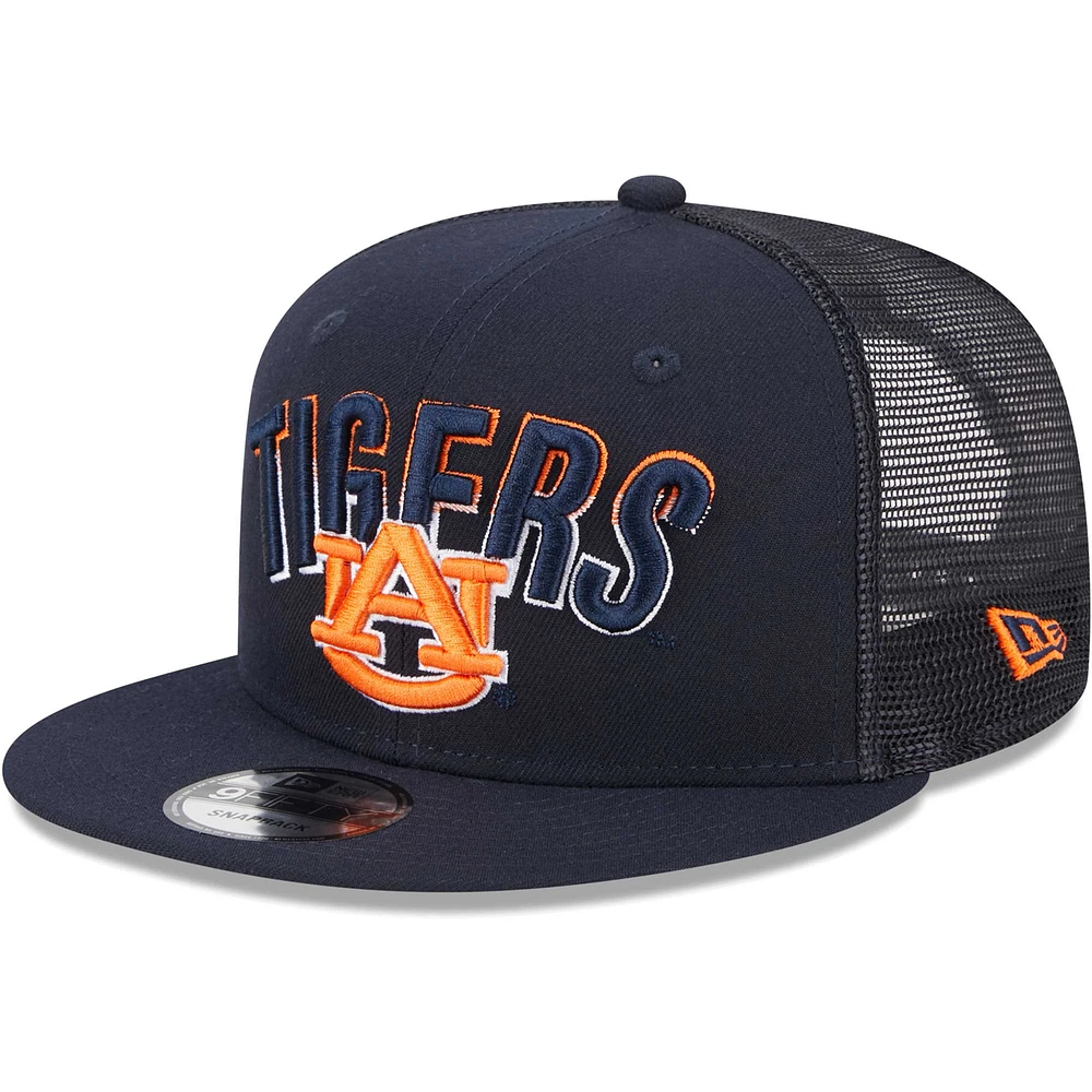 Casquette Snapback 9FIFTY pour homme New Era bleu marine Auburn Tigers Grade Trucker