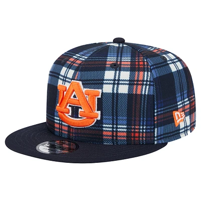 Men's New Era Navy Auburn Tigers Plaid 9FIFTY Snapback Hat