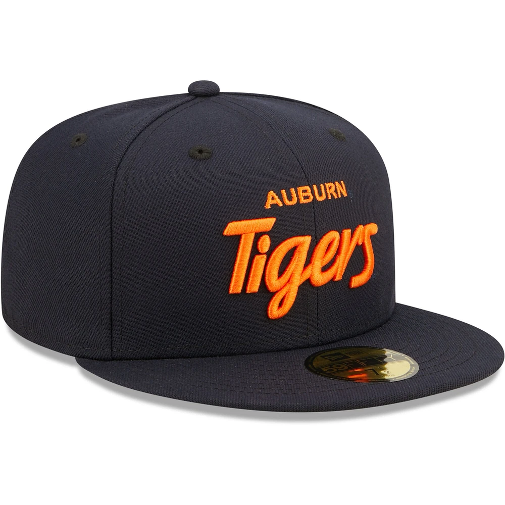 Casquette ajustée 59FIFTY Original pour homme bleu marine Auburn Tigers Script New Era