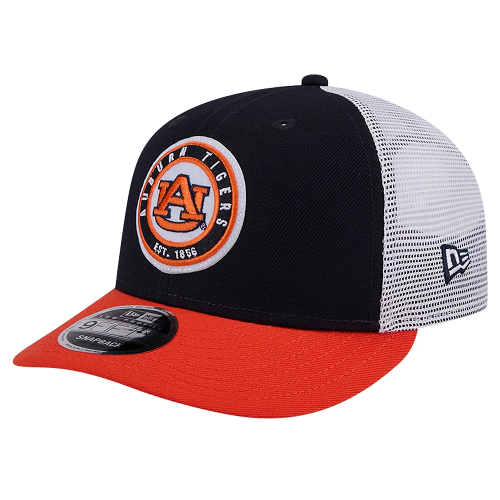 Casquette de camionneur Snapback 9FIFTY bleu marine Auburn Tigers Throwback Circle Patch pour hommes New Era