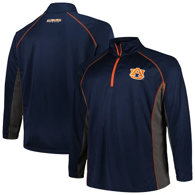 Veste à enfiler raglan quart de zip pour hommes Profile Navy Auburn Tigers Big & Tall