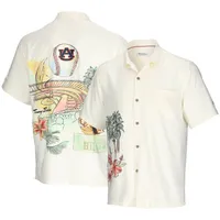 Men's Tommy Bahama Cream Auburn Tigers Paradise Fly Ball Camp Button-Up Shirt