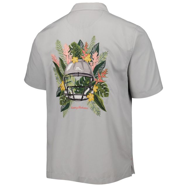 Chemise boutonnée pour homme Tommy Bahama Grey Auburn Tigers Coconut Point Frondly Fan Camp IslandZone