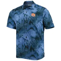 Men's Tommy Bahama Navy Auburn Tigers Coast Luminescent Fronds IslandZone Button-Up Camp Shirt