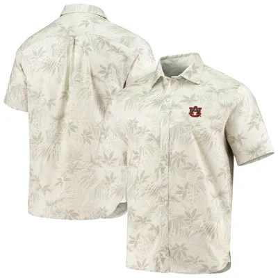 Auburn Tigers Tommy Bahama Forest Fronds Button-Up Shirt - Oatmeal