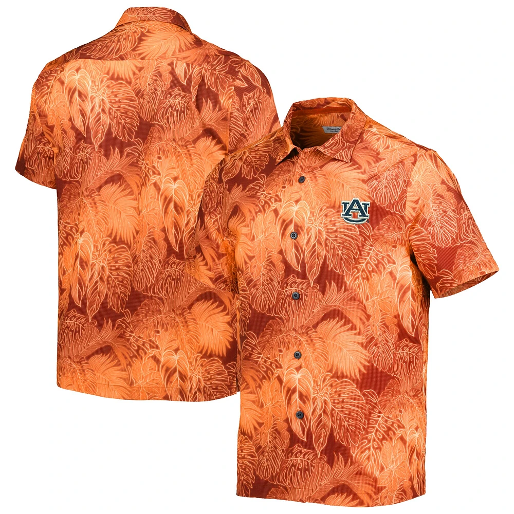 Chemise boutonnée Tommy Bahama Orange Auburn Tigers Coast Luminescent Fronds Camp pour hommes