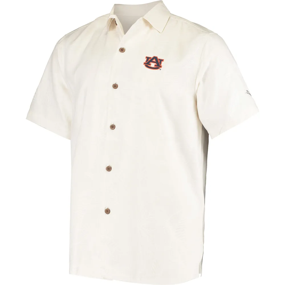 Chemise boutonnée Tommy Bahama White Auburn Tigers Al Fresco Tropics en jacquard pour homme