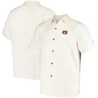 Chemise boutonnée Tommy Bahama White Auburn Tigers Al Fresco Tropics en jacquard pour homme